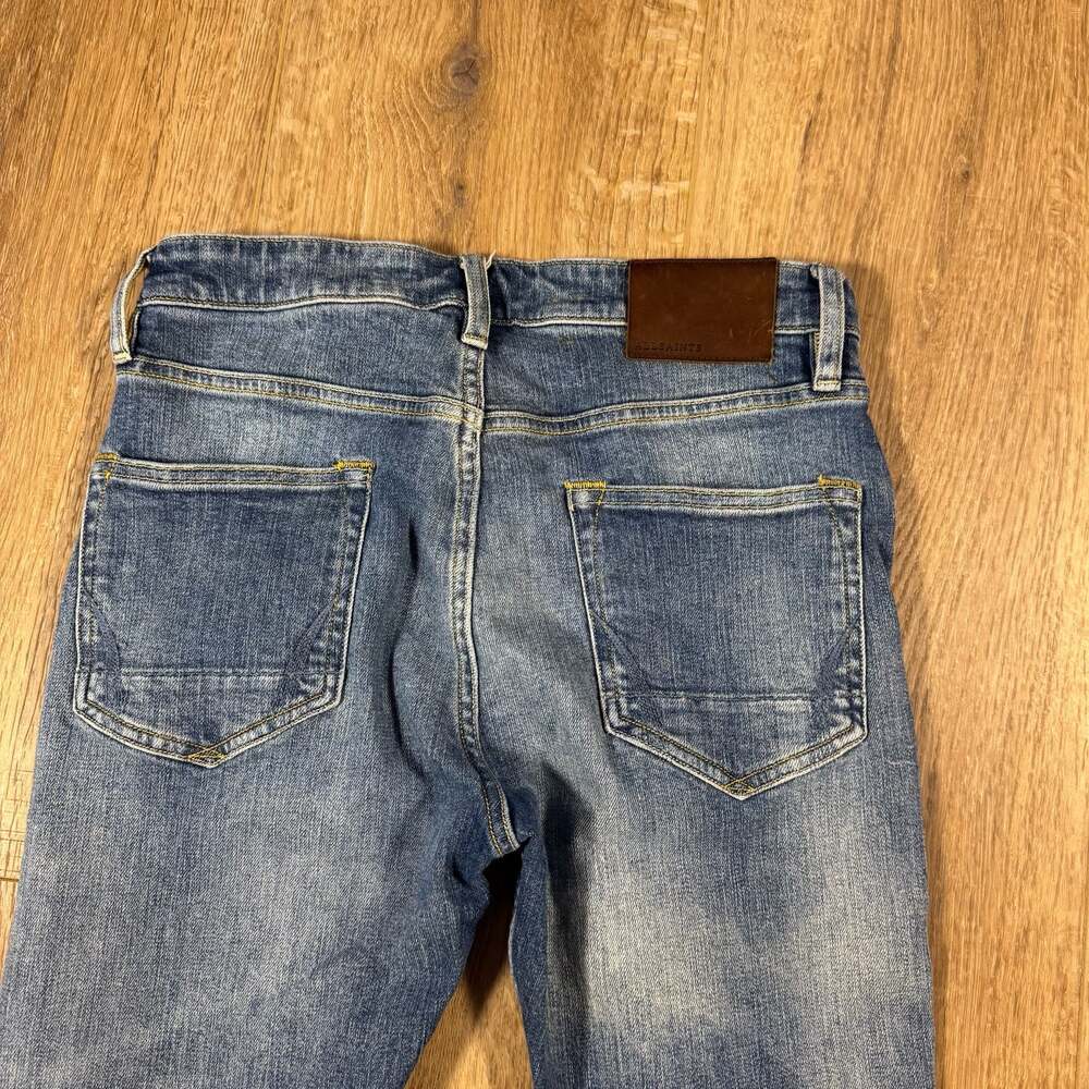 AllSaints Cigarette Skinny Jeans Blue Distressed Wash Mid Rise W28 Denim - Picture 7 of 9
